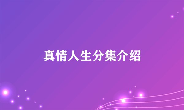 真情人生分集介绍