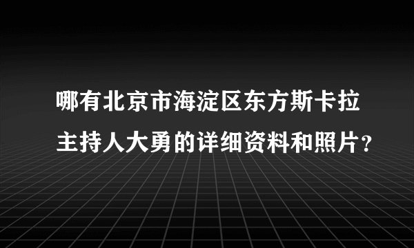 哪有北京市海淀区东方斯卡拉主持人大勇的详细资料和照片？