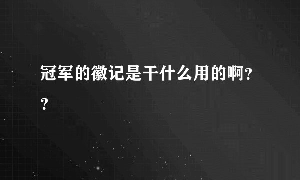 冠军的徽记是干什么用的啊？？