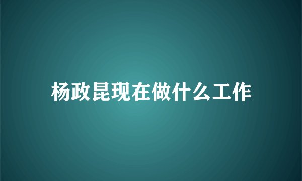 杨政昆现在做什么工作