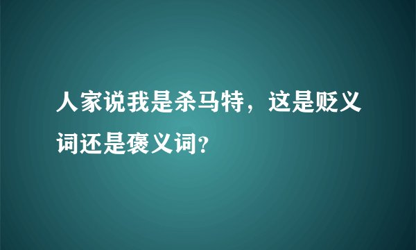 人家说我是杀马特，这是贬义词还是褒义词？