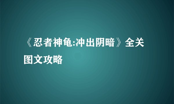 《忍者神龟:冲出阴暗》全关图文攻略