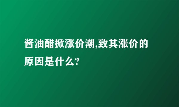酱油醋掀涨价潮,致其涨价的原因是什么?
