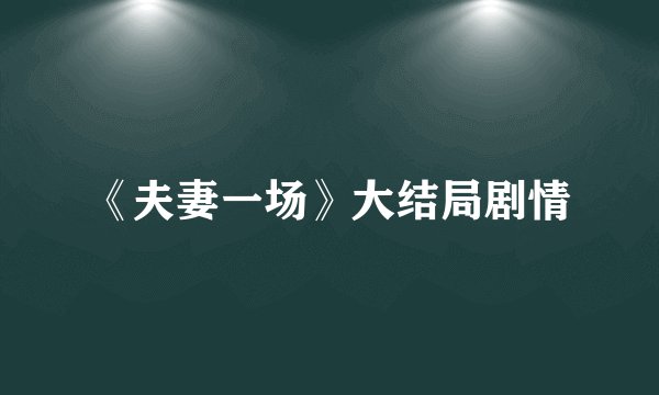 《夫妻一场》大结局剧情
