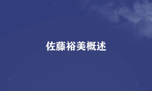佐藤裕美概述