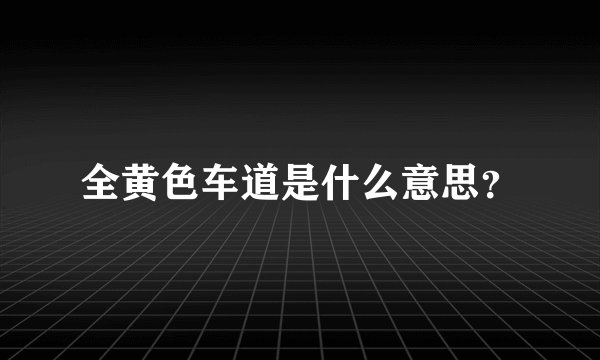 全黄色车道是什么意思？