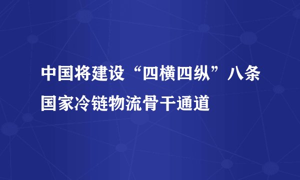 中国将建设“四横四纵”八条国家冷链物流骨干通道