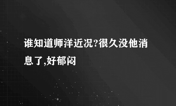 谁知道师洋近况?很久没他消息了,好郁闷