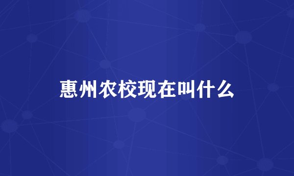 惠州农校现在叫什么