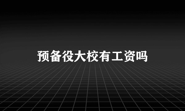 预备役大校有工资吗