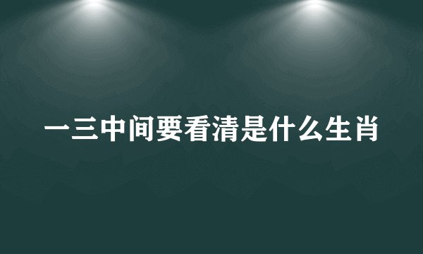 一三中间要看清是什么生肖