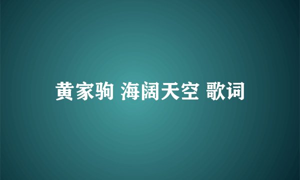 黄家驹 海阔天空 歌词