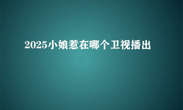 2025小娘惹在哪个卫视播出