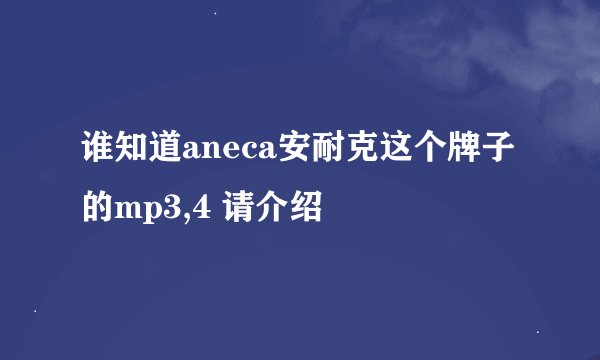 谁知道aneca安耐克这个牌子的mp3,4 请介绍