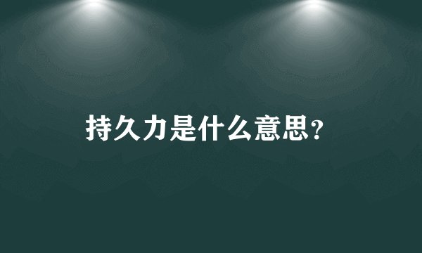 持久力是什么意思？