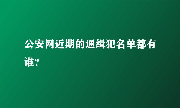 公安网近期的通缉犯名单都有谁？
