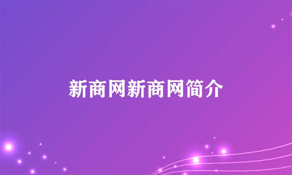 新商网新商网简介