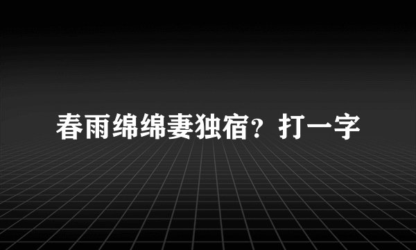 春雨绵绵妻独宿？打一字