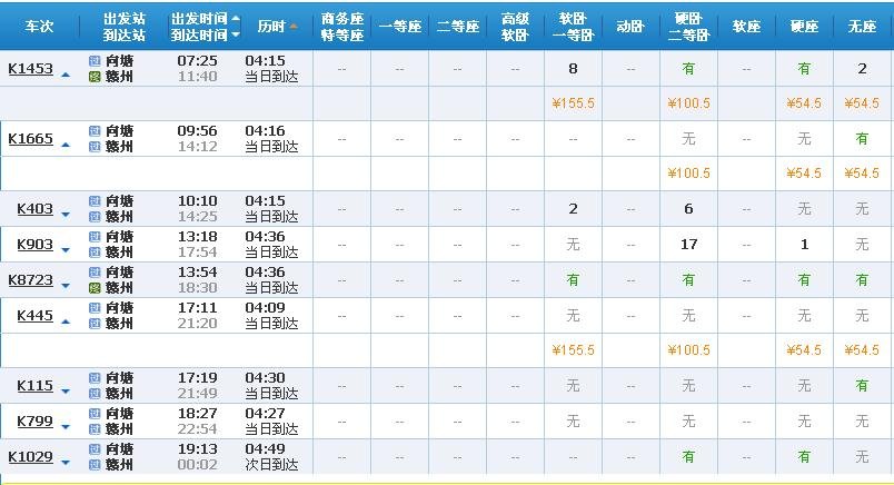 向塘到赣州火车票价如何计算