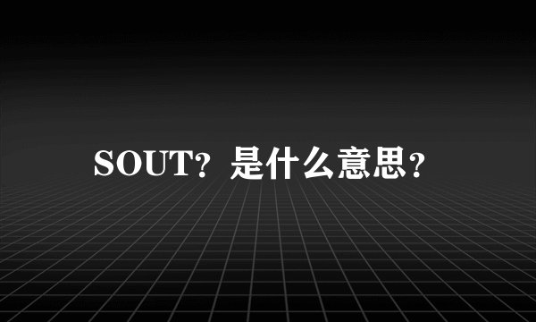 SOUT？是什么意思？