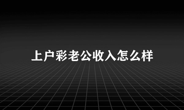 上户彩老公收入怎么样