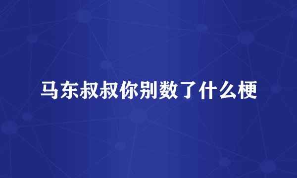 马东叔叔你别数了什么梗