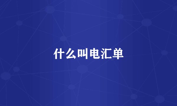 什么叫电汇单