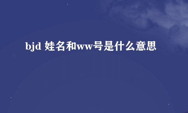 bjd 娃名和ww号是什么意思