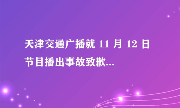天津交通广播就 11 月 12 日节目播出事故致歉，涉事主持人已停职，如何看待当前处理结果？