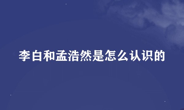 李白和孟浩然是怎么认识的