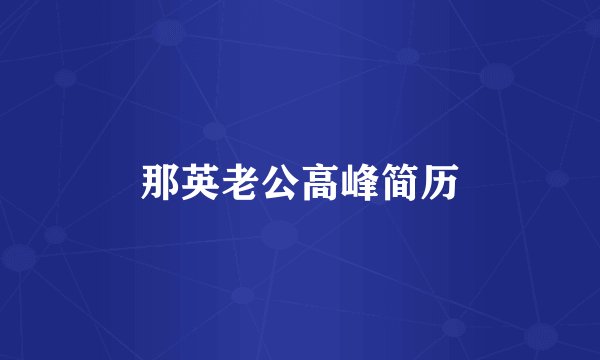 那英老公高峰简历