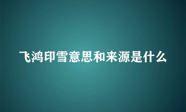 飞鸿印雪意思和来源是什么