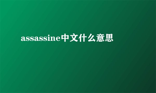 assassine中文什么意思
