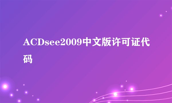 ACDsee2009中文版许可证代码