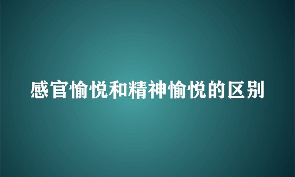 感官愉悦和精神愉悦的区别