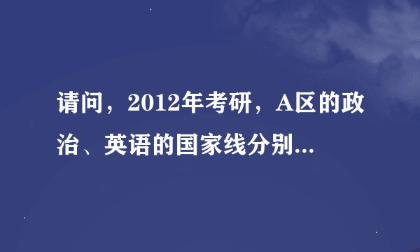 请问，2012年考研，A区的政治、英语的国家线分别是多少啊？教育学专业。。。我是2013年考。