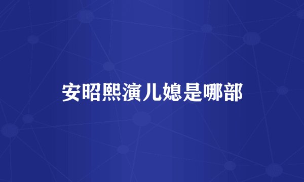 安昭熙演儿媳是哪部