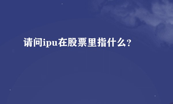 请问ipu在股票里指什么？