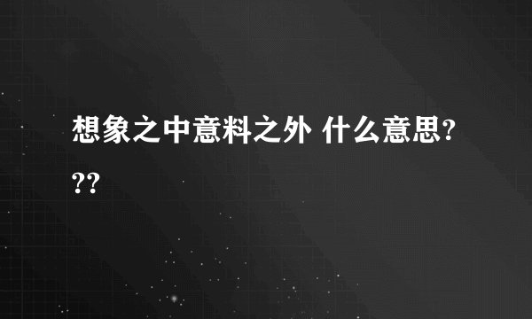 想象之中意料之外 什么意思???