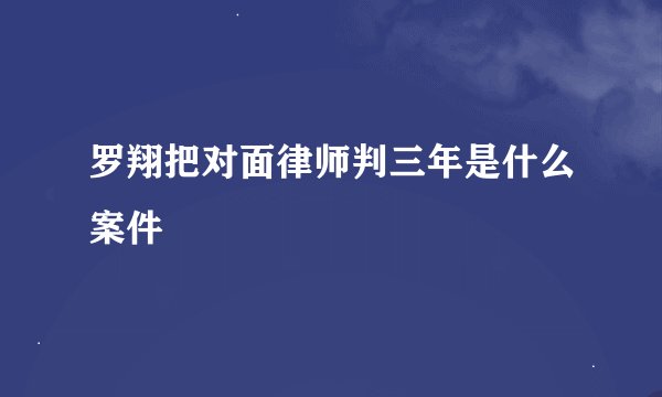 罗翔把对面律师判三年是什么案件