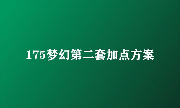 175梦幻第二套加点方案