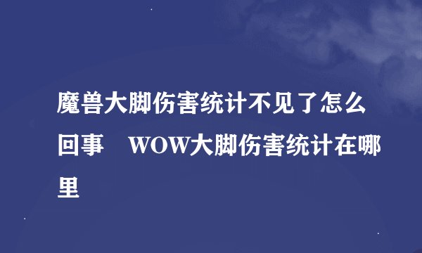 魔兽大脚伤害统计不见了怎么回事 WOW大脚伤害统计在哪里