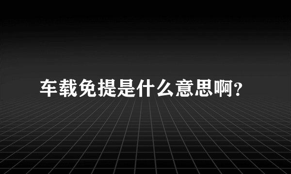 车载免提是什么意思啊？