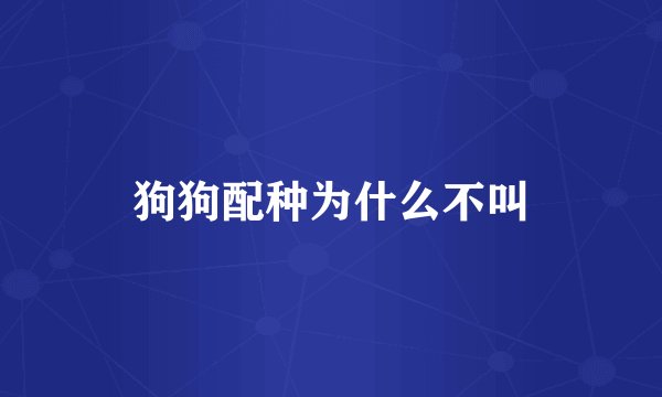 狗狗配种为什么不叫