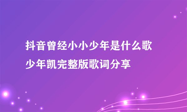 抖音曾经小小少年是什么歌 少年凯完整版歌词分享