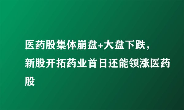医药股集体崩盘+大盘下跌，新股开拓药业首日还能领涨医药股