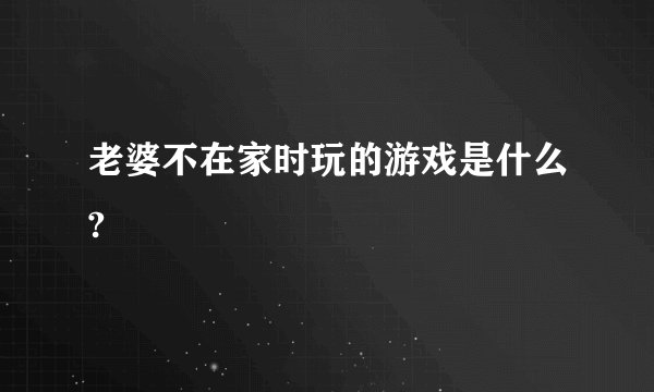 老婆不在家时玩的游戏是什么?