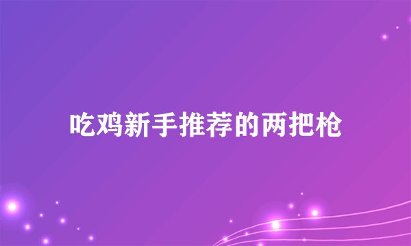 吃鸡新手推荐的两把枪