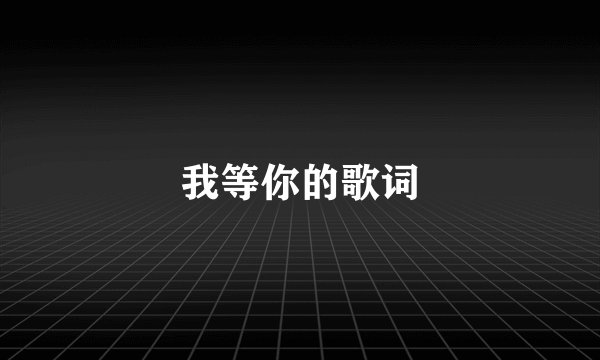 我等你的歌词