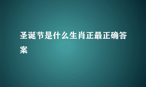 圣诞节是什么生肖正最正确答案